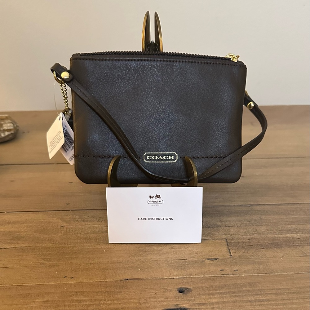 Coach Chocolate Brown Leather Wristlet NWT